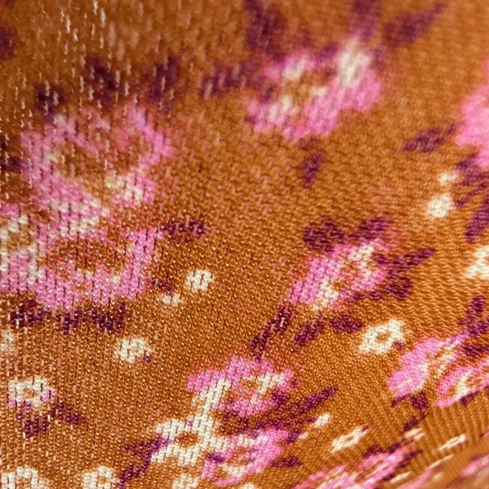 Free People Hello and Goodbye Midi Dress Floral Orange/Brown Est. Medium Boho - Picture 7 of 11